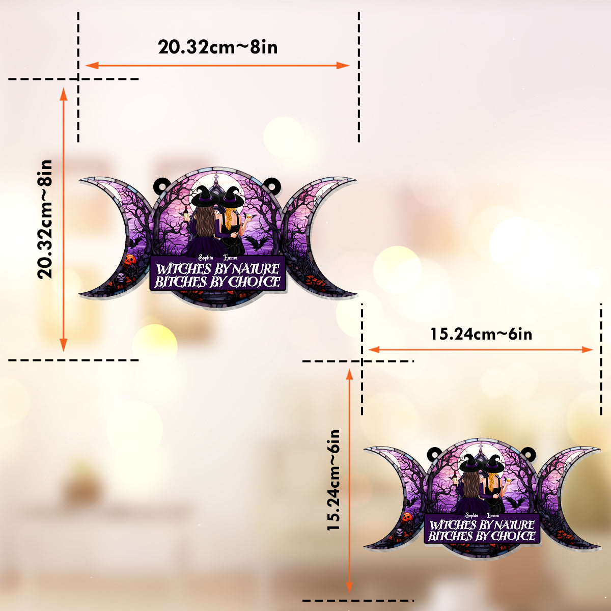 Nous ne sommes pas du sucre et des épices - Ornement attrape-soleil personnalisé à suspendre à la fenêtre, inspiré des sorcières 
