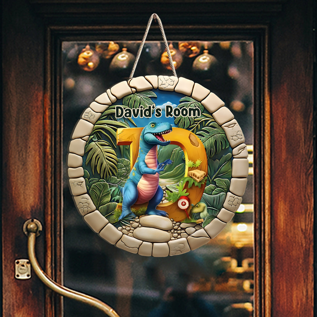 Dinosaur Letter - Personalized Kid Custom Shaped Wood Sign