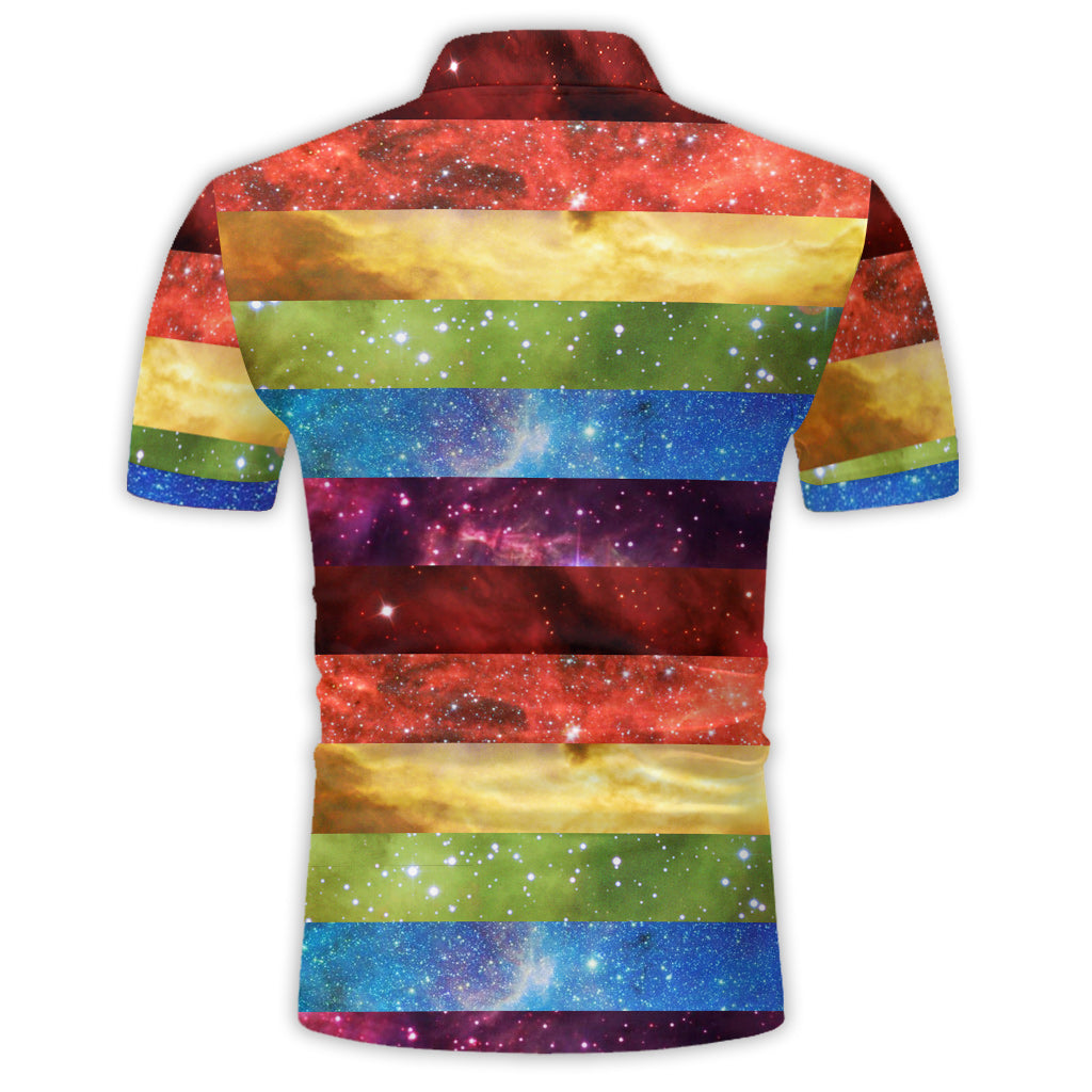 Polo personnalisé « Pride Rainbow Galaxy » pour le soutien à la communauté LGBT