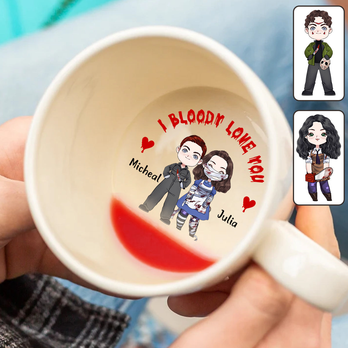 Je t'aime à la folie - Mug personnalisé pour couple avec message caché
