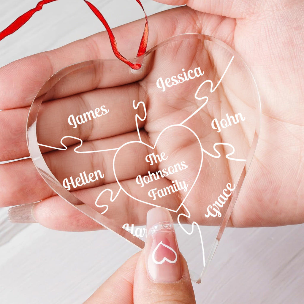 Pieces Of My Heart - Personalized Bestie Heart Shaped Glass Ornament