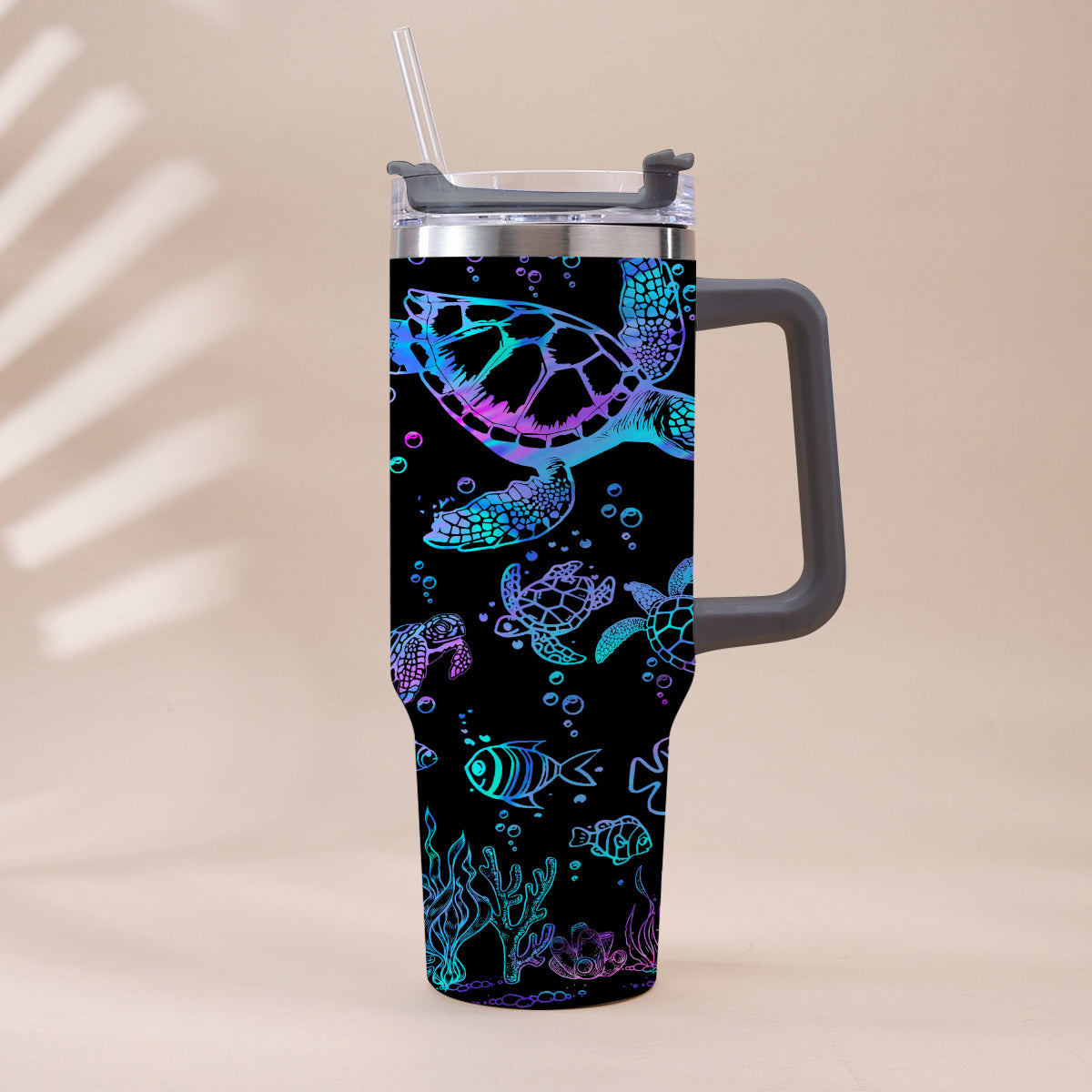 Gobelet personnalisé avec poignée - Tortues marines - Nom personnalisé - Tortues marines