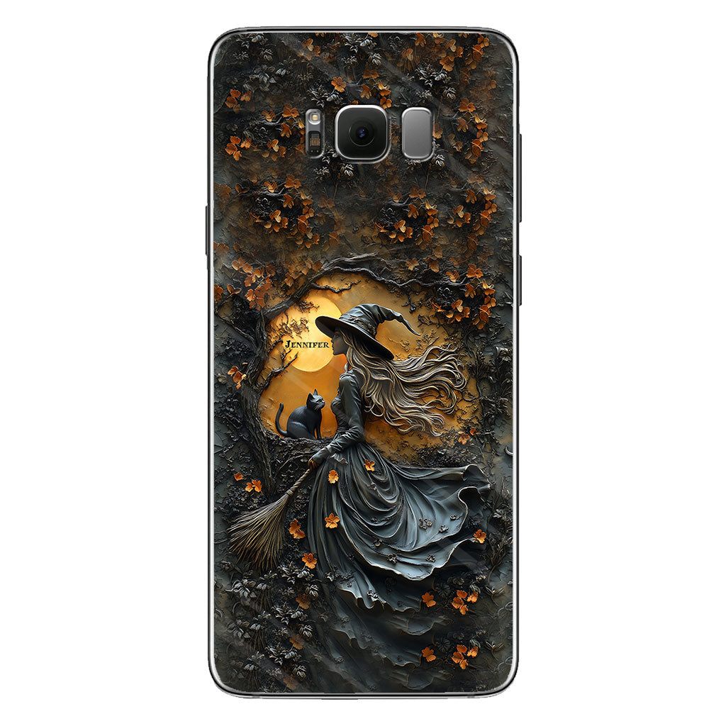 Beautiful Witch & Her Black Cat - Personalized Witch Phone Case