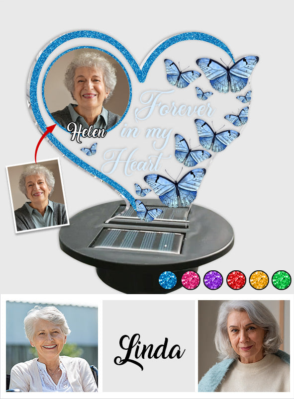 À jamais dans mon cœur - Lampe solaire commémorative personnalisée pour jardin