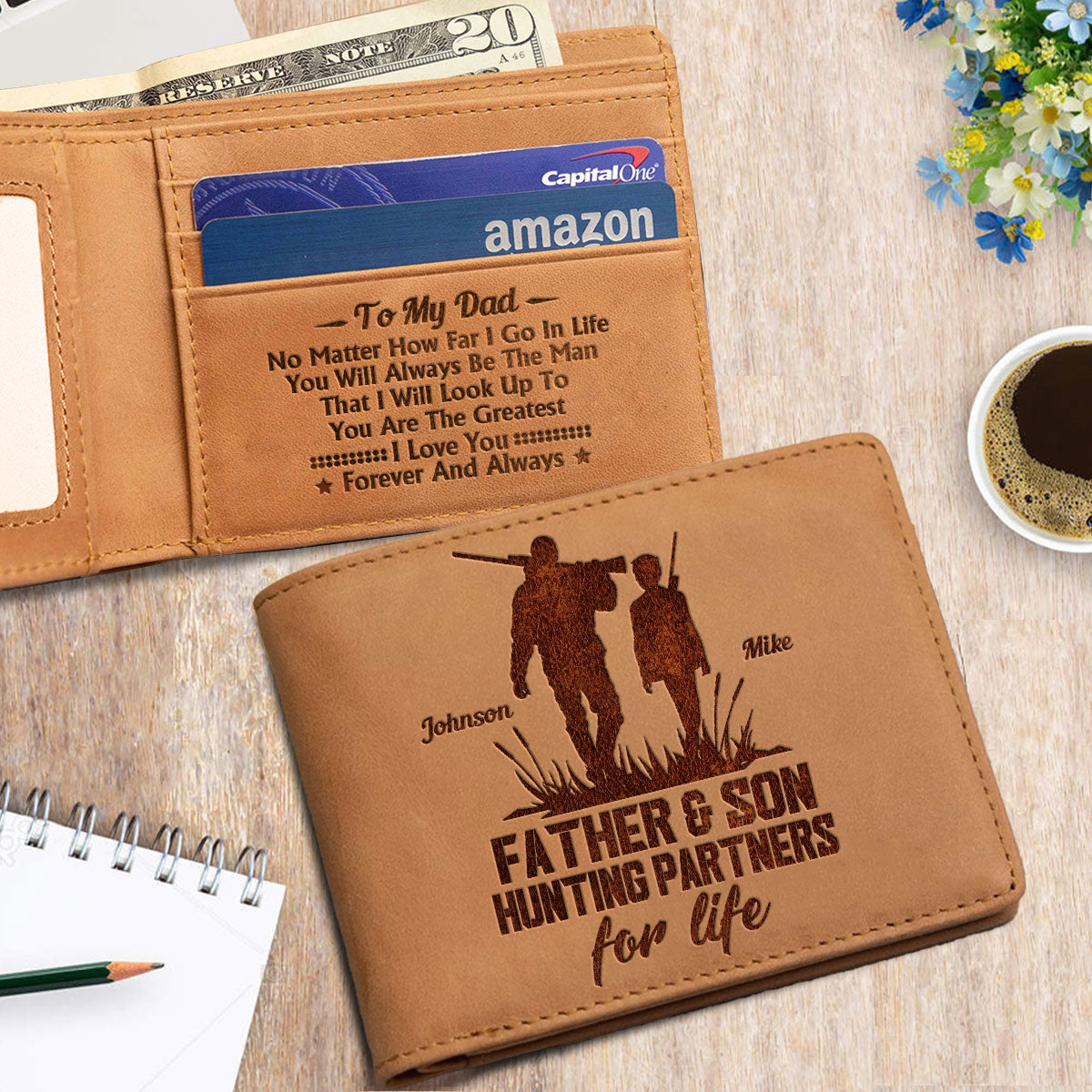 À mon père - Portefeuille en cuir personnalisé