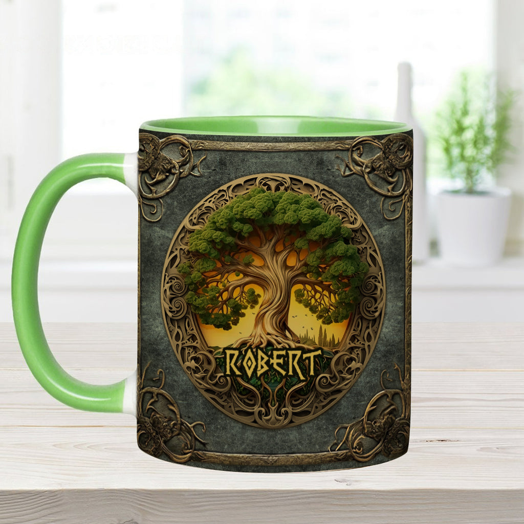 Mug personnalisé style rustique inspiré de la mythologie scandinave et de l'Arbre de Vie - Mug à accent irlandais