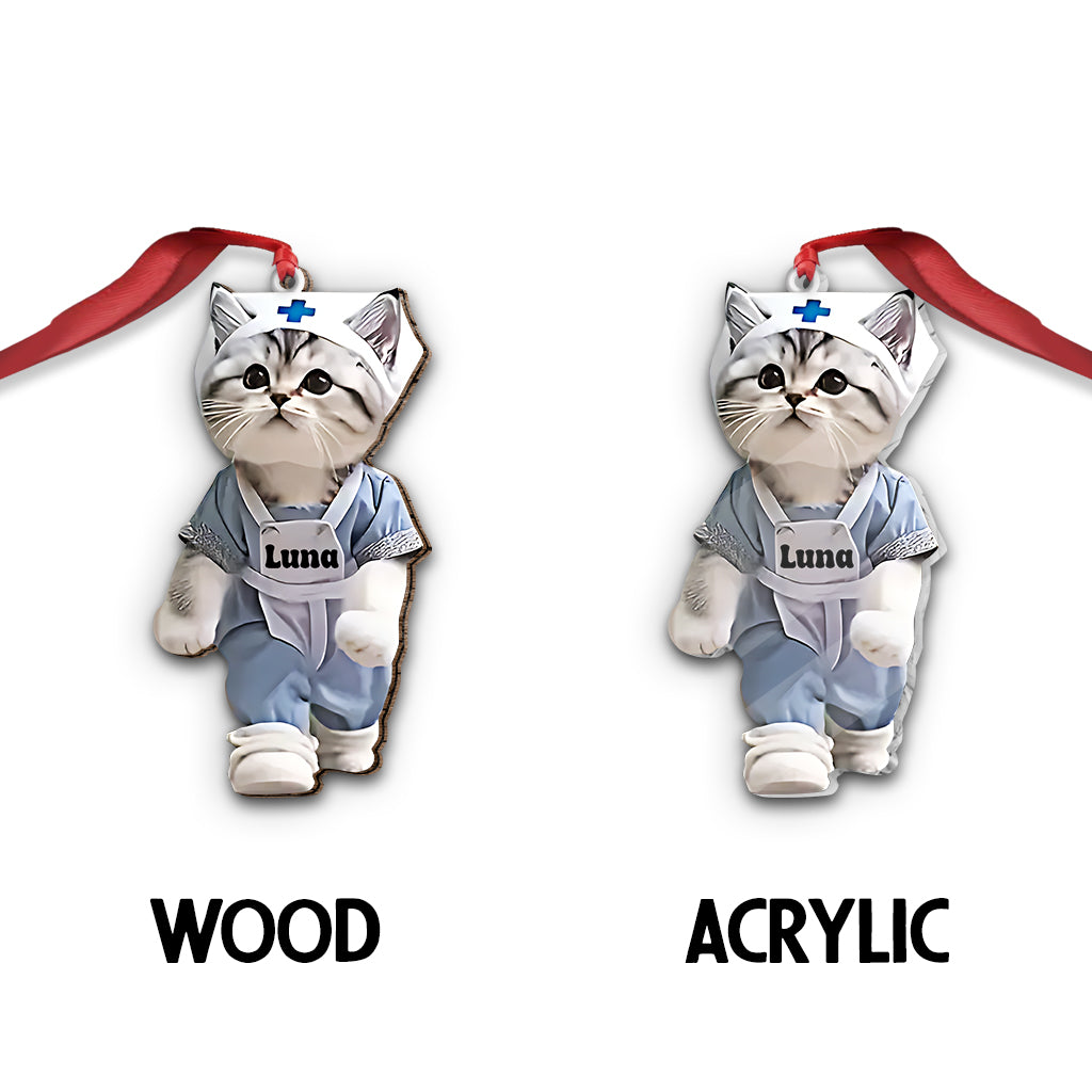 Cute Cat Nurse - Personalized Nurse Ornament