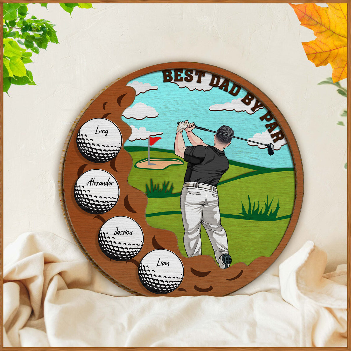 Meilleur papa par Par - Plaque en bois personnalisée à 2 couches « Papa »