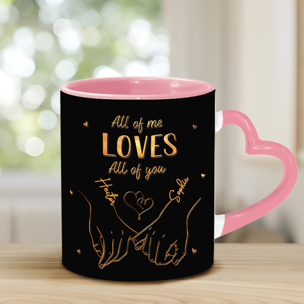 De notre premier baiser à notre dernier souffle - Mug personnalisé pour couple avec anse en forme de cœur