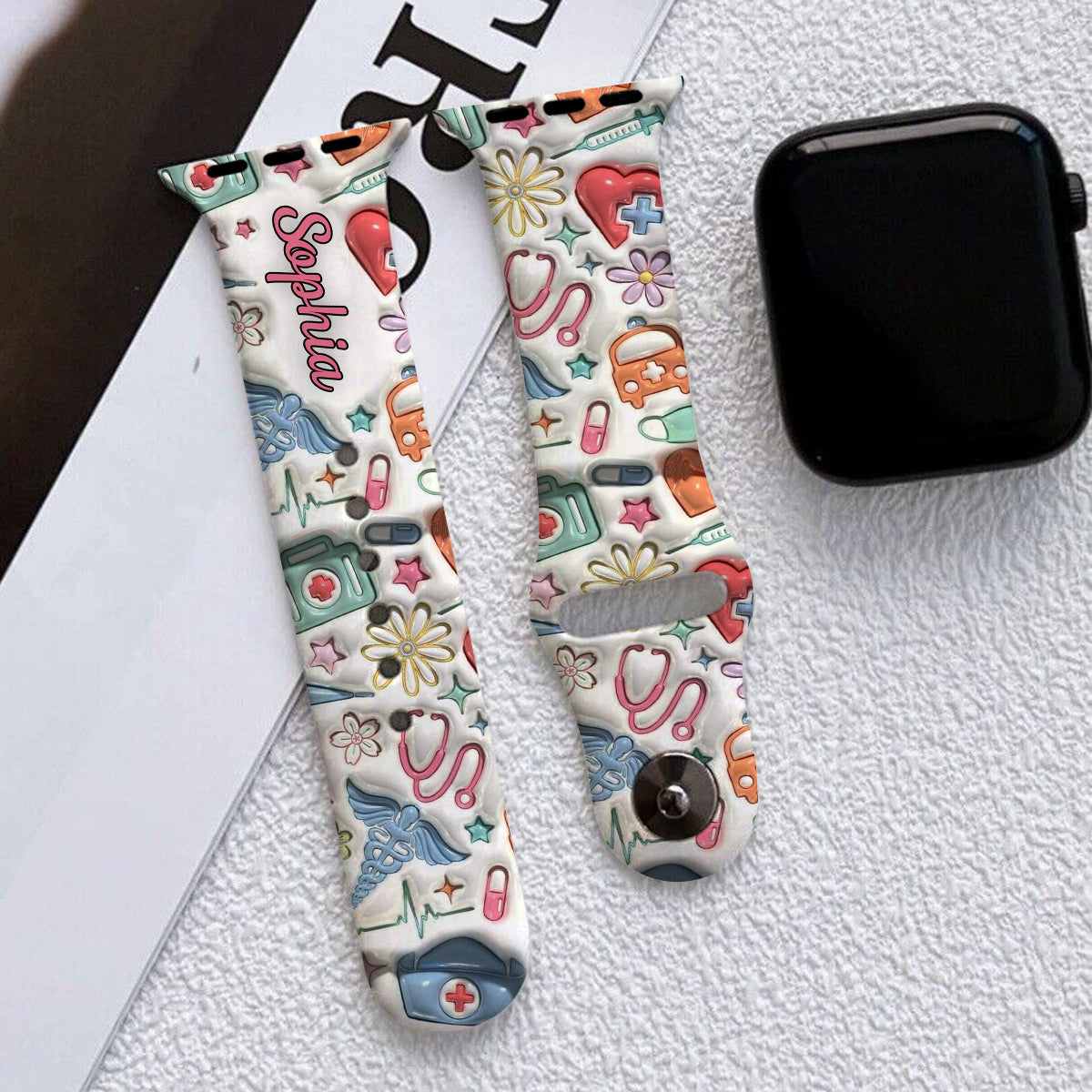 Vie d'infirmière - Bracelet Apple Watch personnalisé pour infirmières