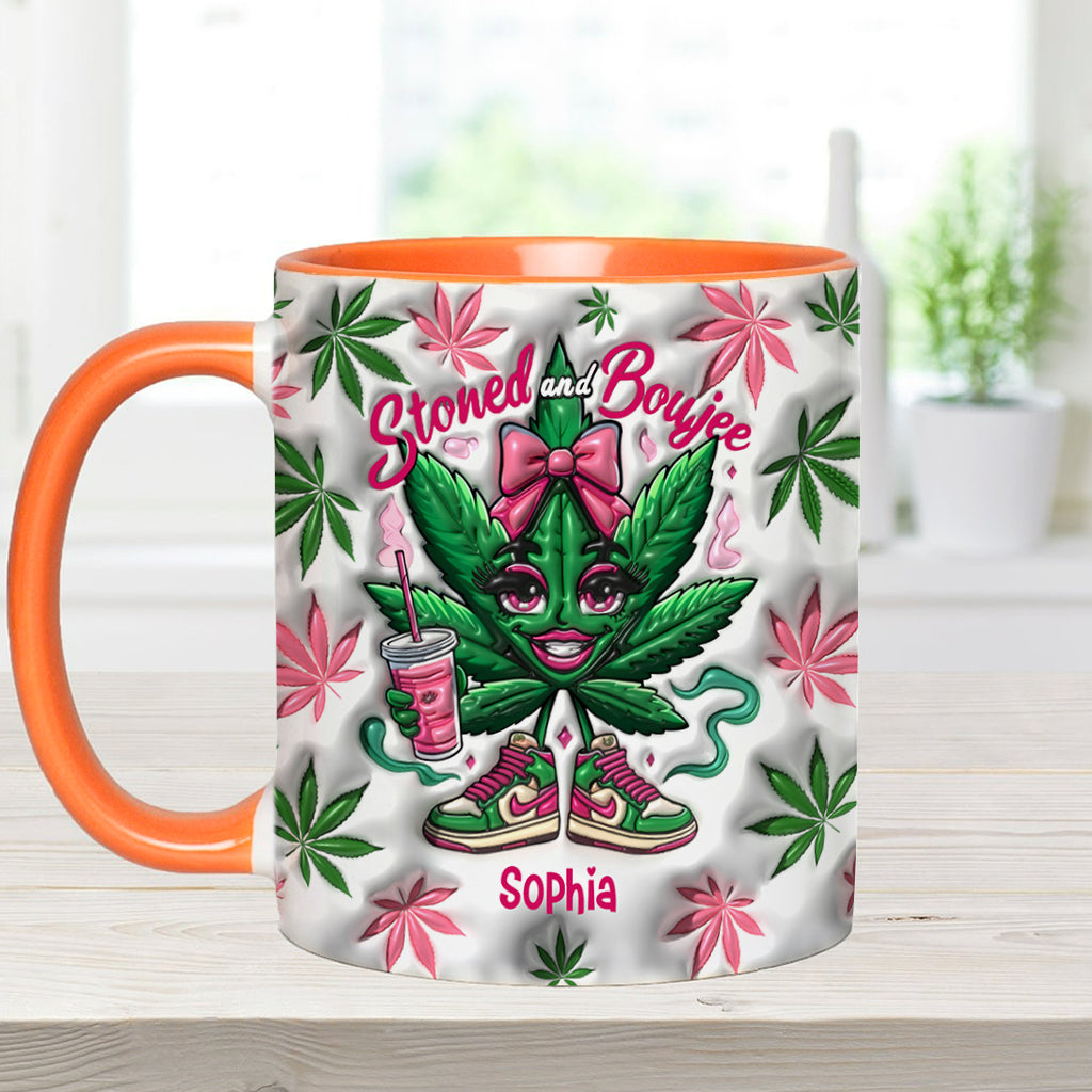 Mug personnalisé « Stoned And Boujee » avec motif cannabis