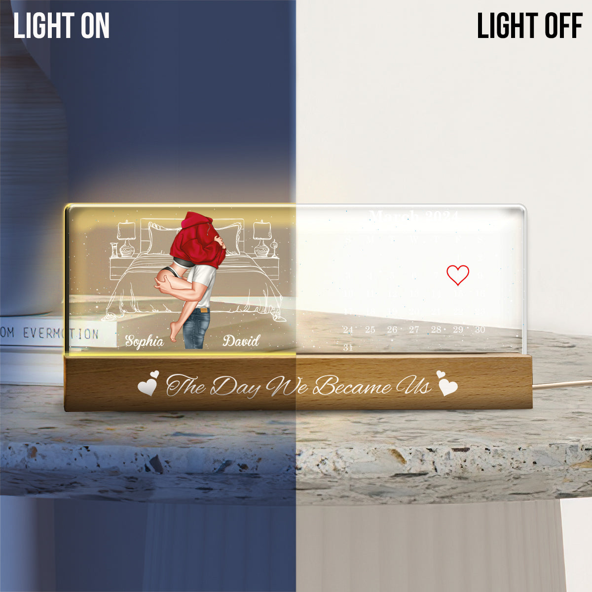 Le jour où nous sommes devenus nous - Veilleuse LED personnalisée pour couple