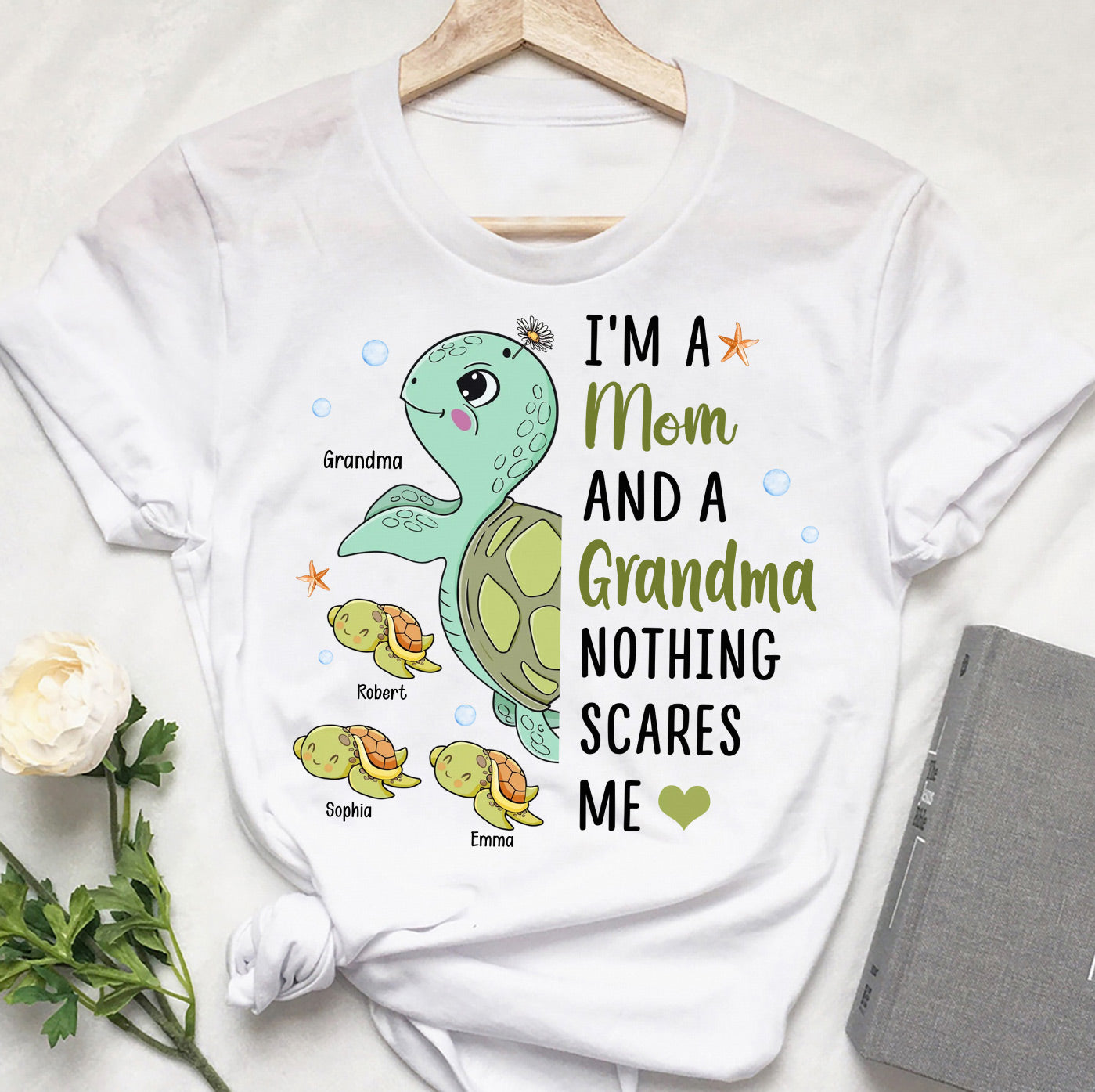 Rien ne me fait peur, mamie (version tortue) - T-shirt et sweat à capuche personnalisés pour mamie