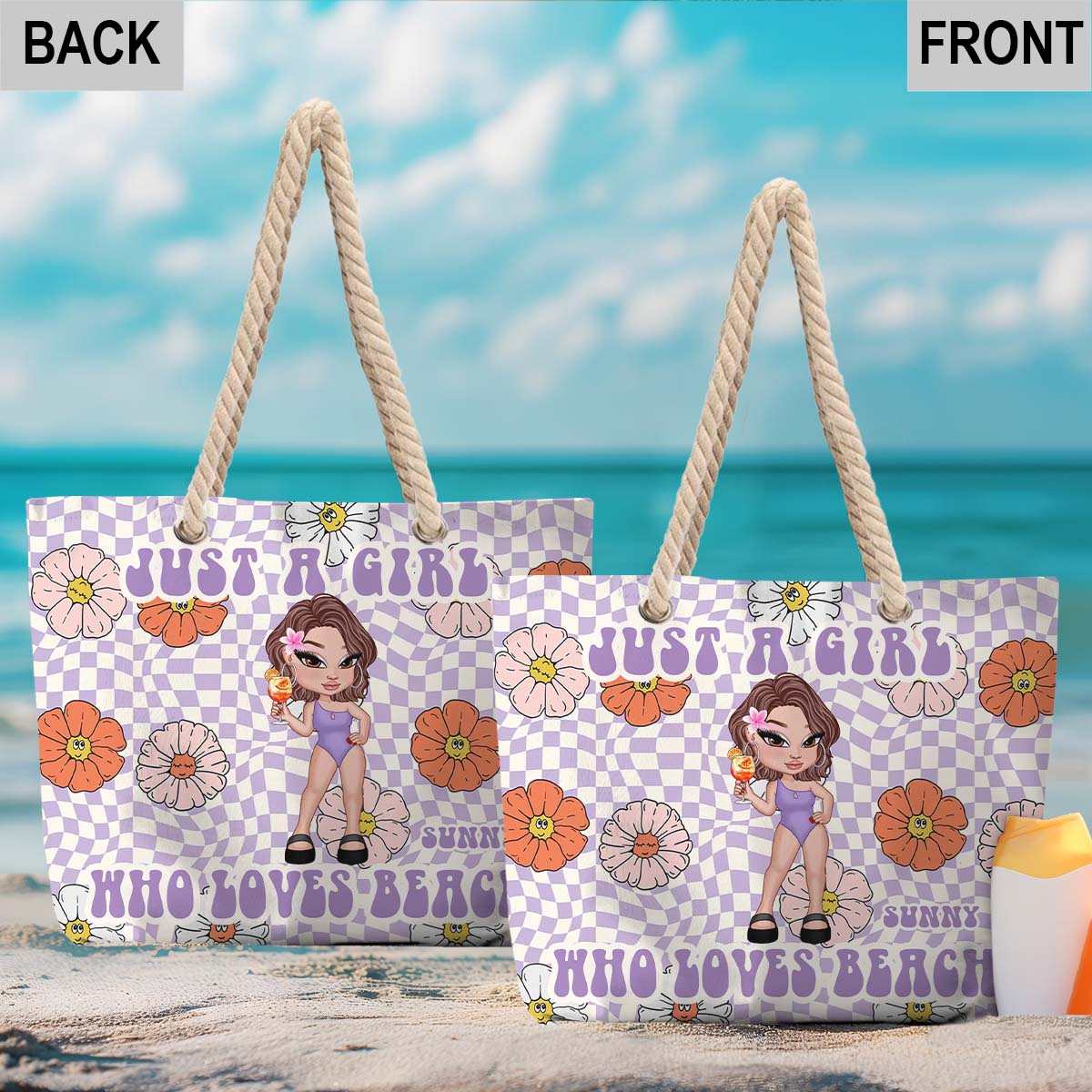 Sac de plage personnalisé Feral Girl Summer - Amoureux de la mer