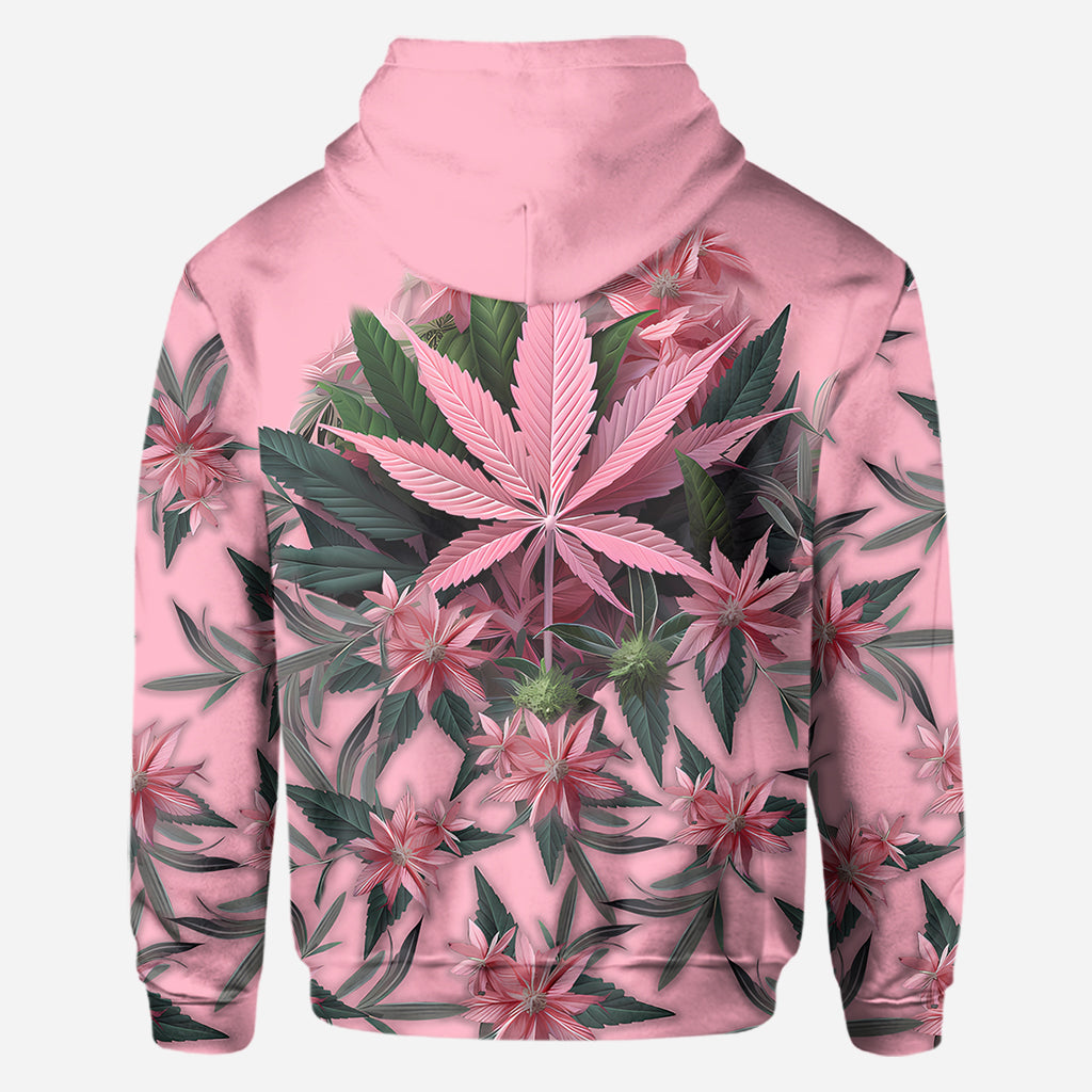 T-shirt rose « Stoner Chick » personnalisé avec motif cannabis.