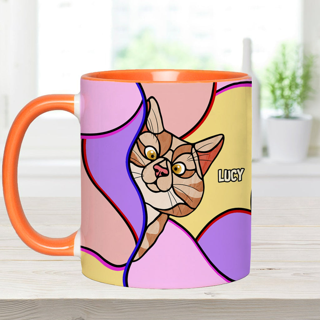 Mug personnalisé à motif chat « Chats qui regardent »