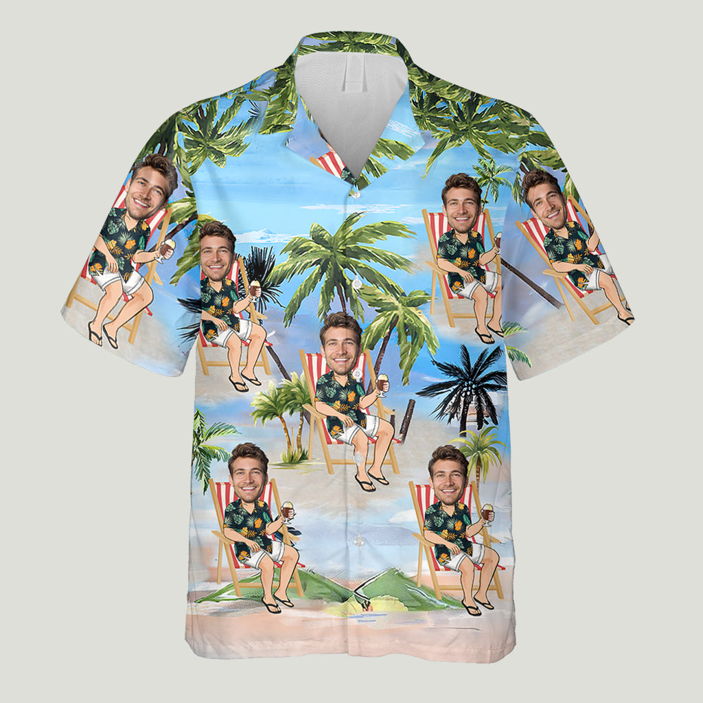 Chemise hawaïenne personnalisée « Any Face Palm Tree » pour amoureux de la mer