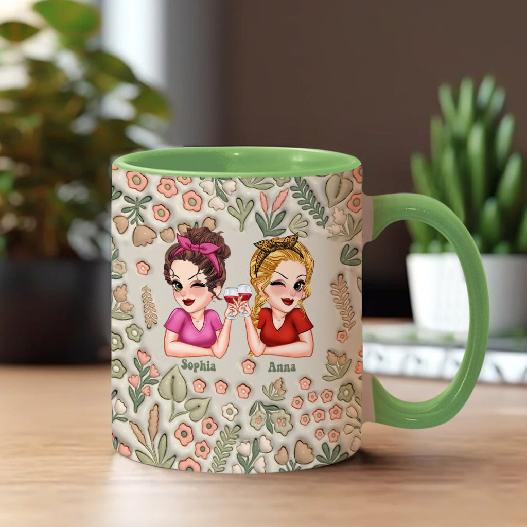 Besties Forever Floral - Personalized Bestie Accent Mug