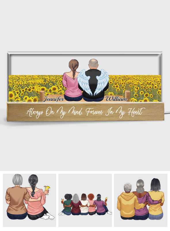 Veilleuse LED personnalisée Memorial Wings Sunflower Field - Souvenir commémoratif