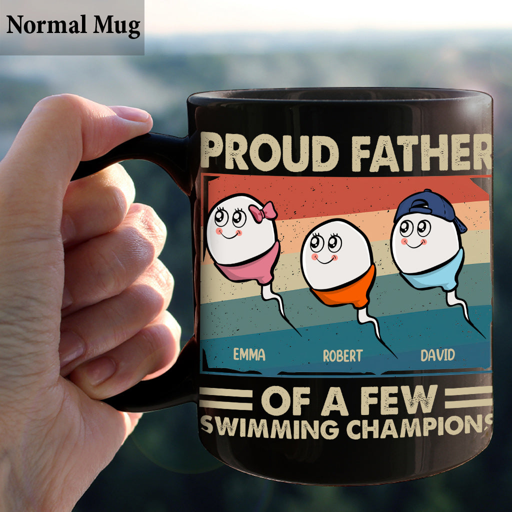 Mug personnalisé « Fier papa, père de plusieurs champions de natation »