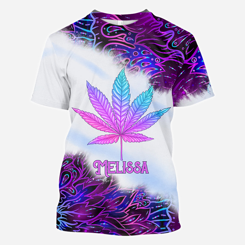 Purple Gradient Psychedelic Leaf - Personalized Weed All Over Shirt