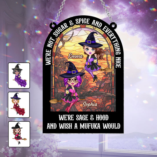 Nous ne sommes pas tout rose et tout gentils - Attrape-soleil personnalisé à suspendre à la fenêtre pour meilleure amie 