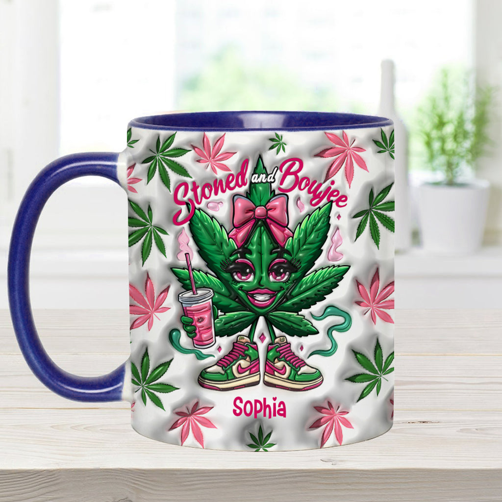 Mug personnalisé « Stoned And Boujee » avec motif cannabis