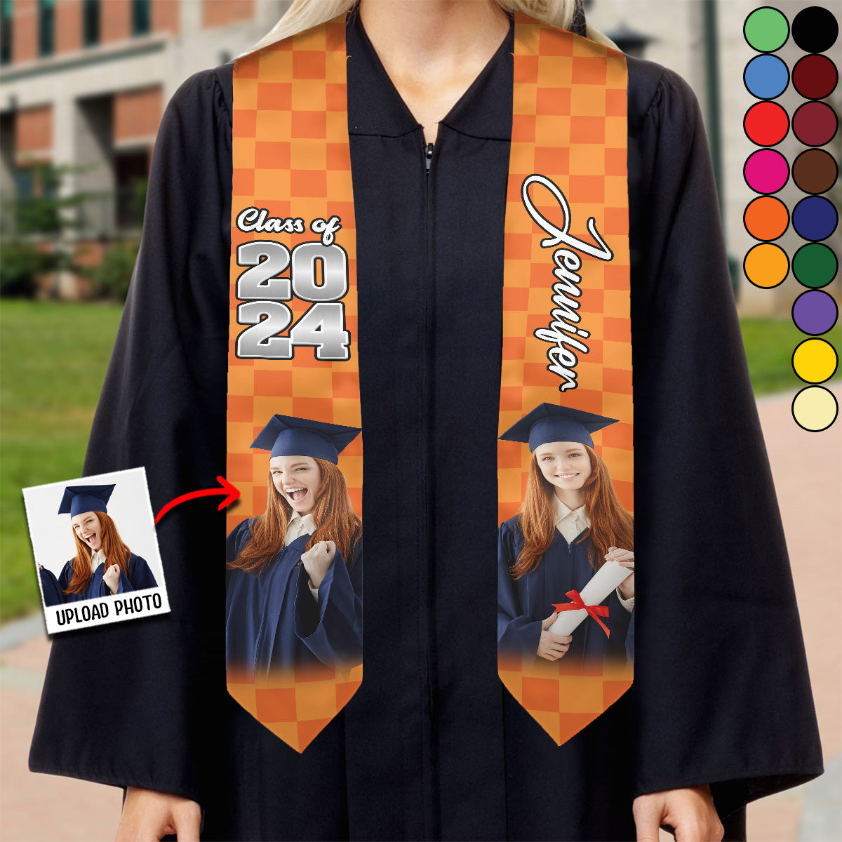 Écharpe de remise de diplôme personnalisée avec photo - Étole de remise de diplôme personnalisée 