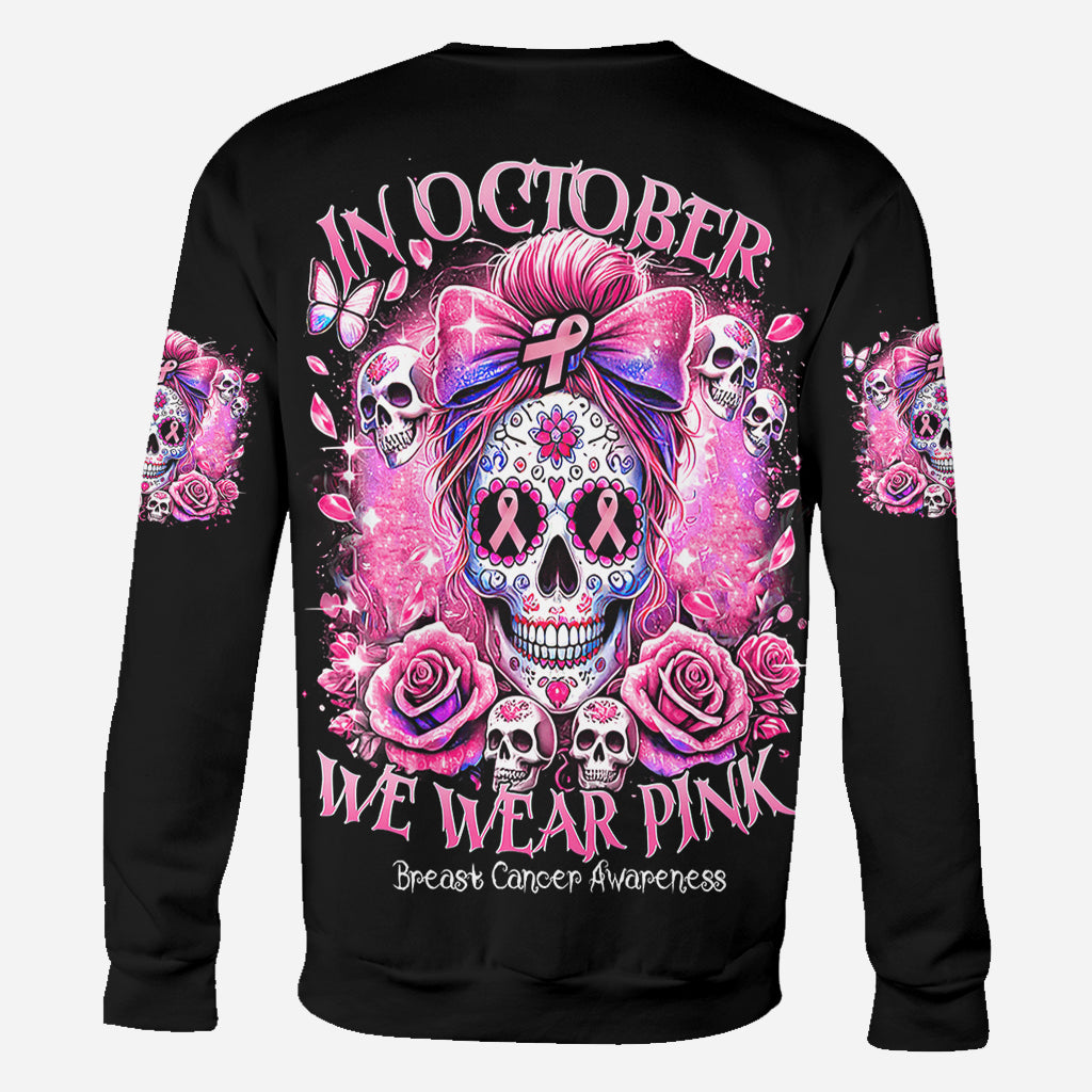 En octobre, on porte du rose - T-shirt personnalisé intégral pour la sensibilisation au cancer du sein