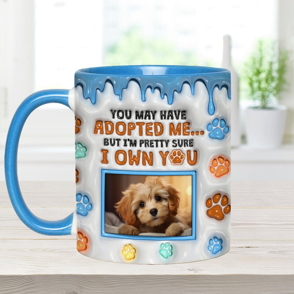 Tu m'as peut-être adopté, mais je suis presque sûr que tu m'appartiens - Mug personnalisé avec motif chien