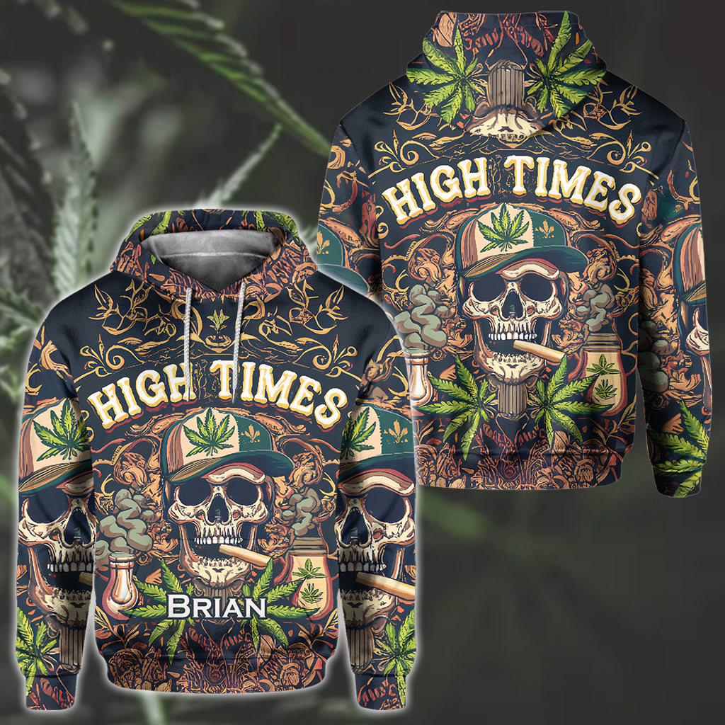 T-shirt personnalisé High Times Skull 420 - Motif cannabis intégral