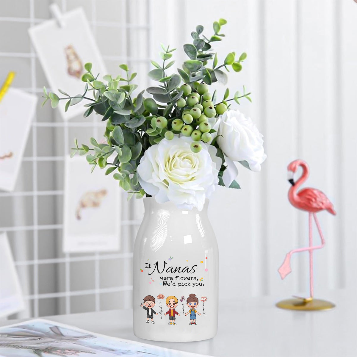 Si Mamie était une fleur - Vase à fleurs en céramique personnalisé pour grand-mère