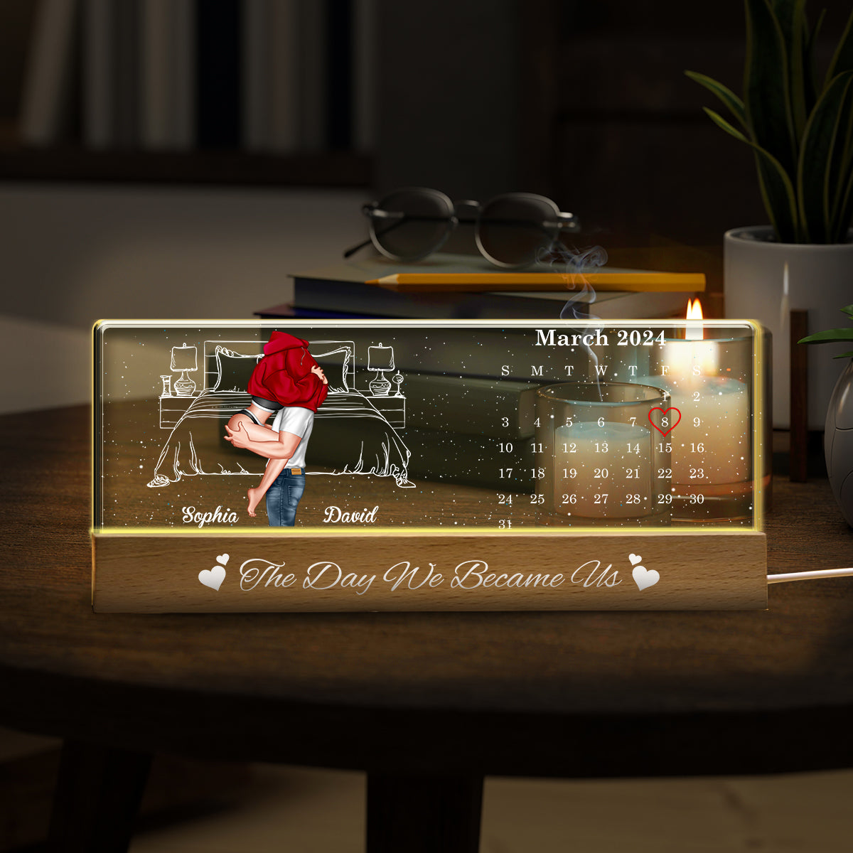 Le jour où nous sommes devenus nous - Veilleuse LED personnalisée pour couple