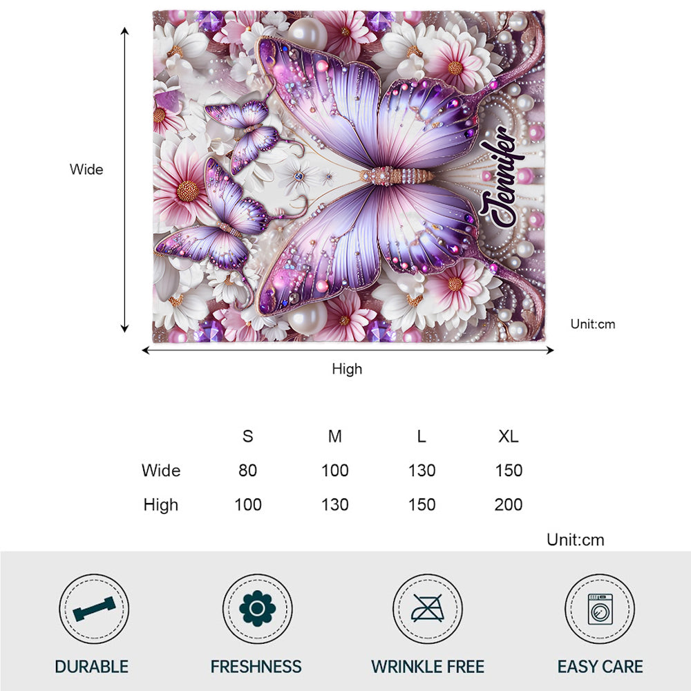 Couverture papillons violettes personnalisée