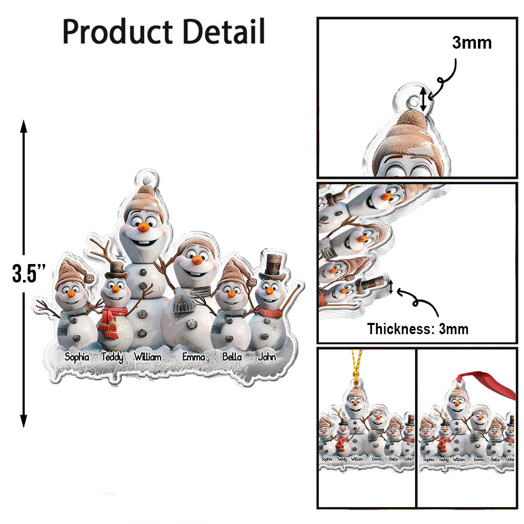 Famille Bonhomme de Neige - Ornement familial personnalisé en forme de famille