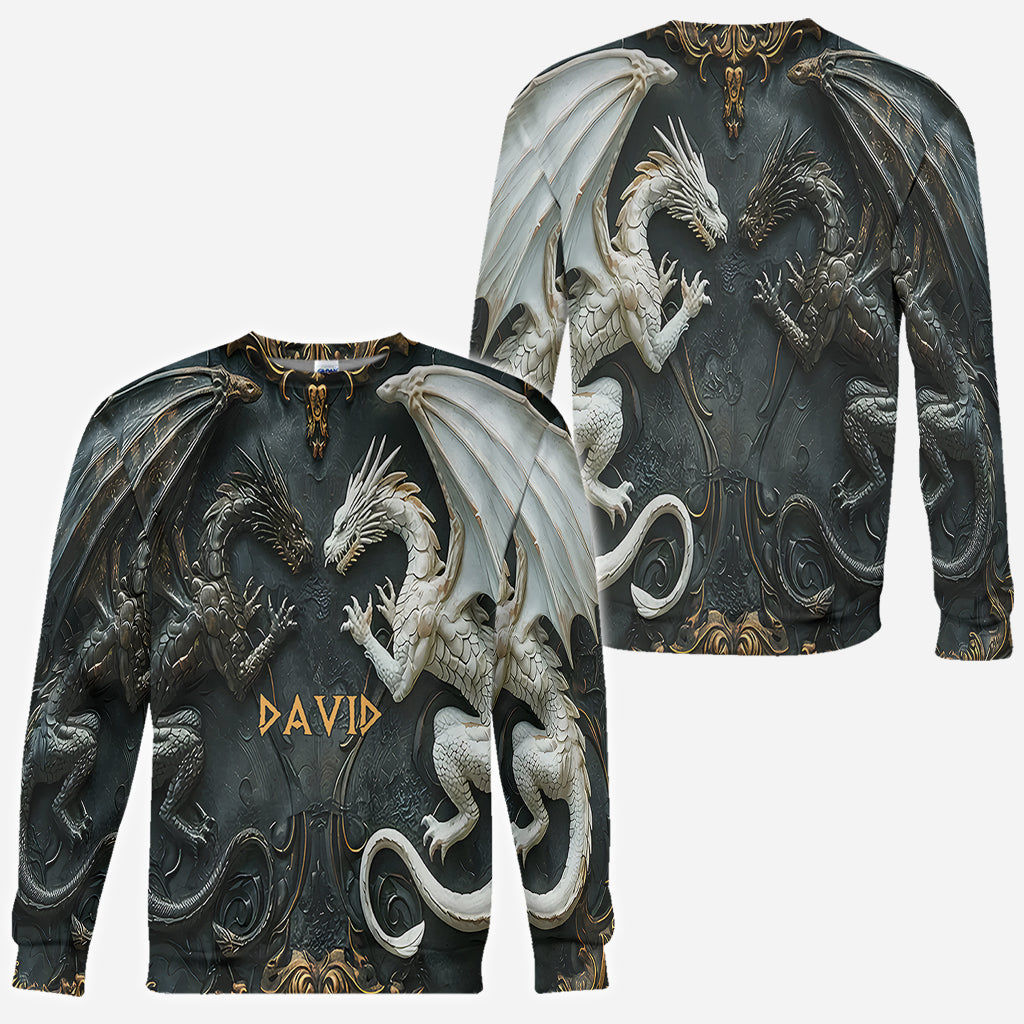 T-shirt personnalisé « J’adore les dragons » avec motif dragon intégral