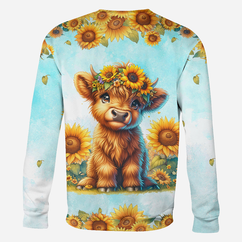 Love Being Called Grandma Highland Cow Sunflower - Personalized All Over Shirt