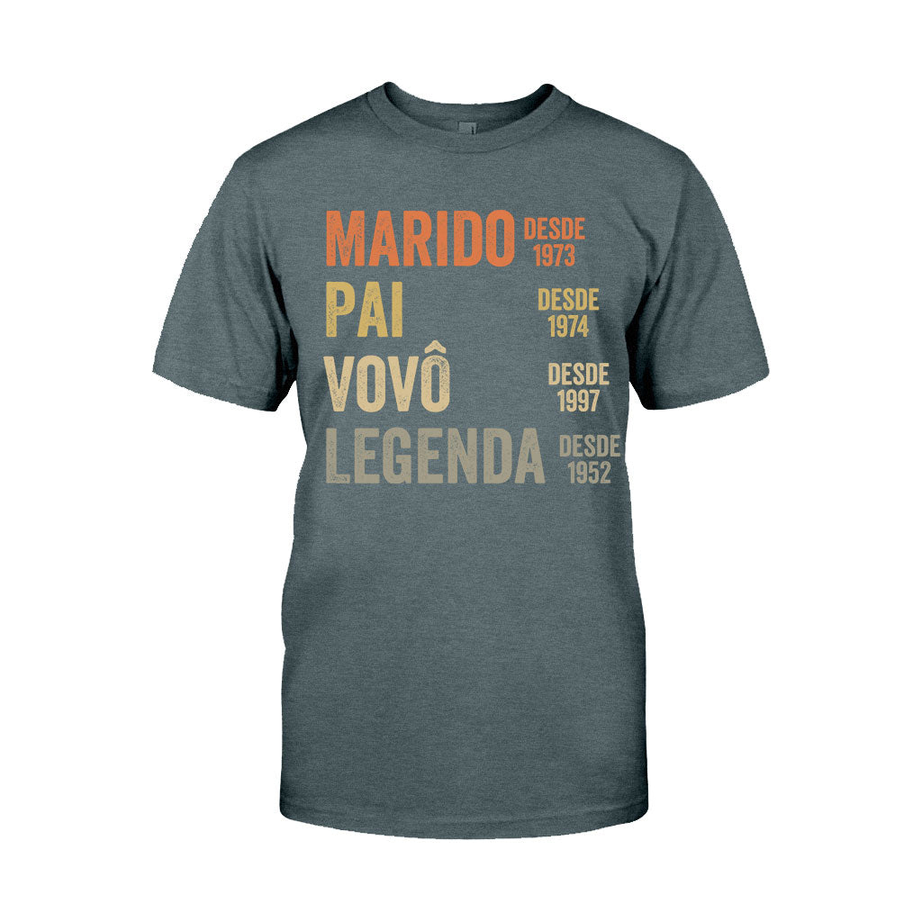 Marido Pai Vovô Legenda Desde - Personalized Grandpa T-shirt And Hoodie