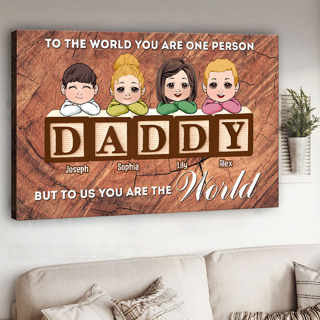 Tu es le monde - Toile et affiche personnalisées pour papa
