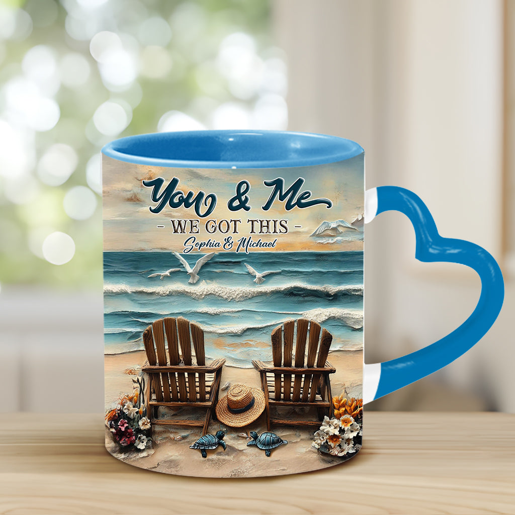 And So Together They Built A Life They Loved - Personalized Couple Heart Handle Mug