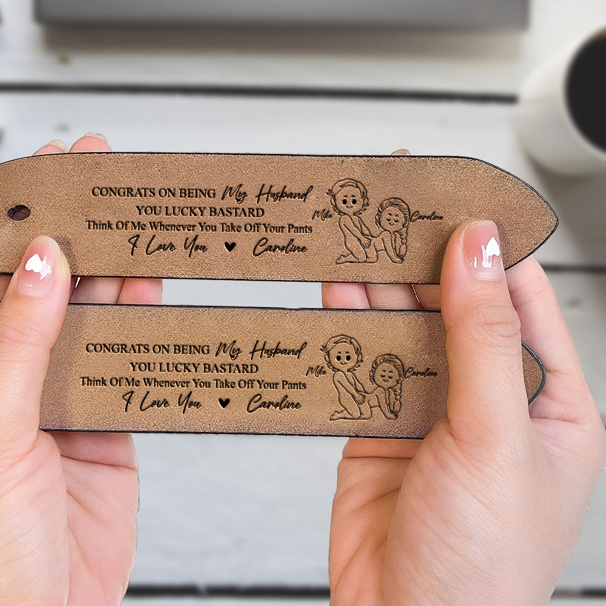 Congrats On Being My Husband - Personalized Couple Leather Belt