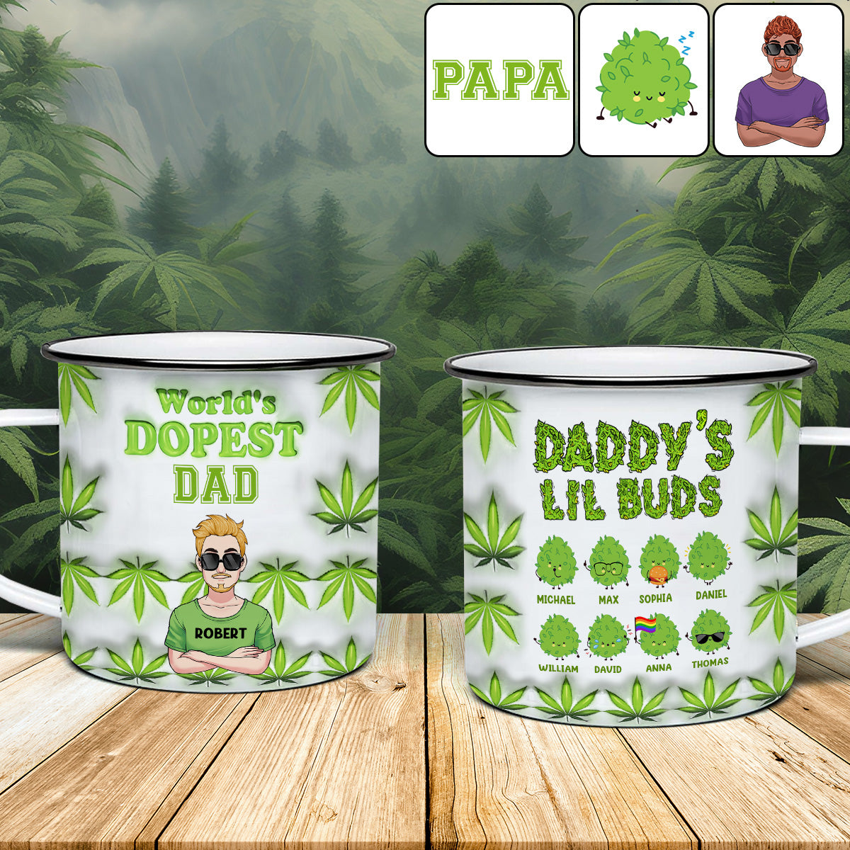 Le papa le plus cool du monde - Mug émaillé personnalisé pour papa