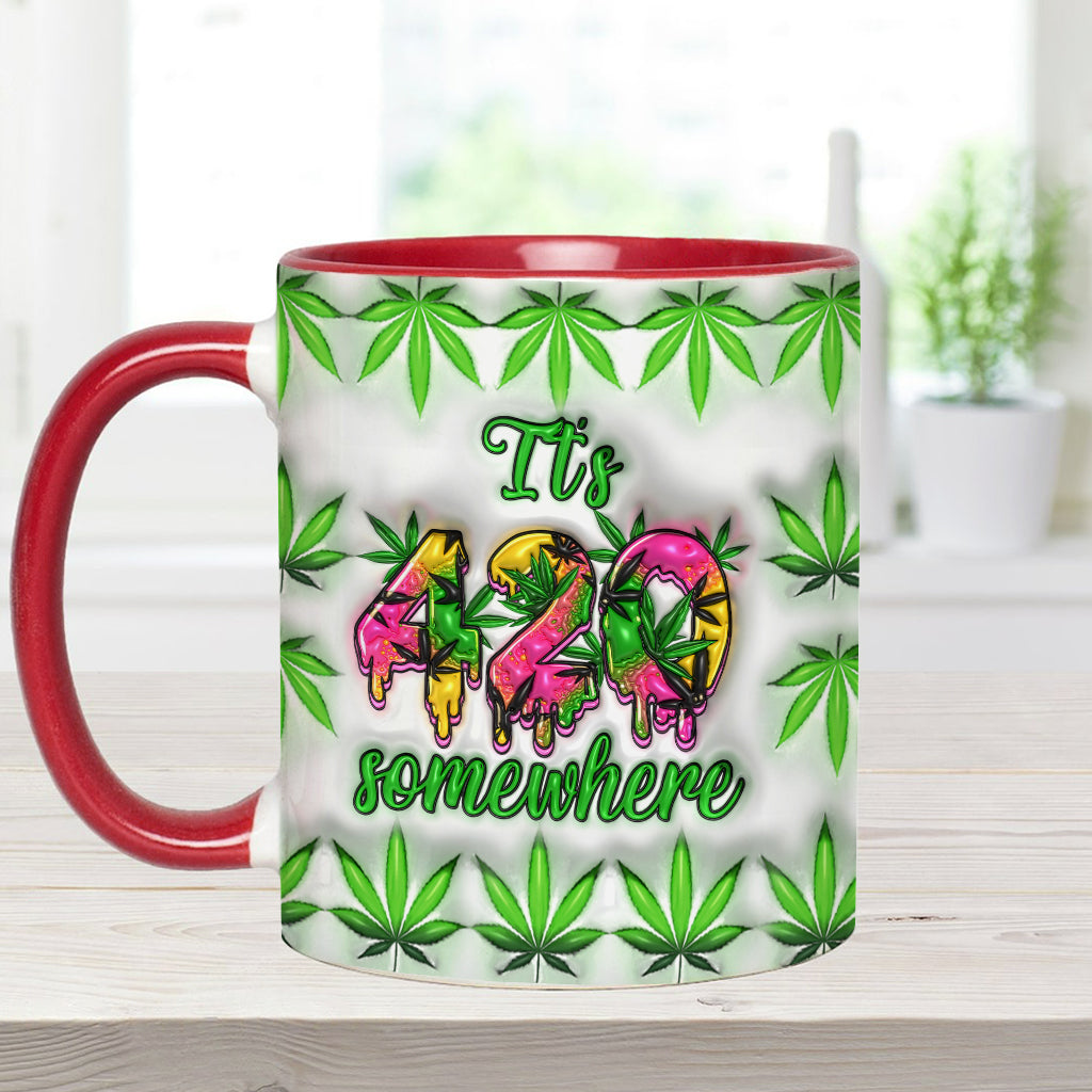 Mug personnalisé « C'est 420 quelque part » avec une touche cannabis