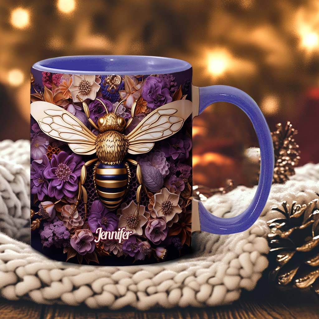 Bee Happy Golden Bee - Personalized Bee Accent Mug