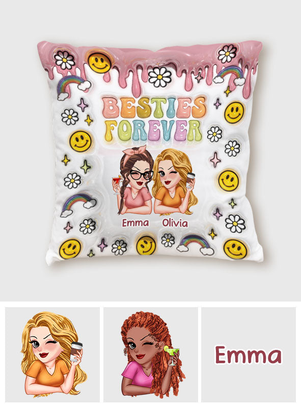 Meilleures amies pour toujours - Coussin décoratif personnalisé pour meilleures amies