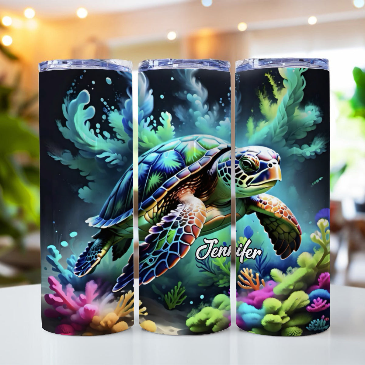 Gobelet isotherme personnalisé « J’adore les tortues »