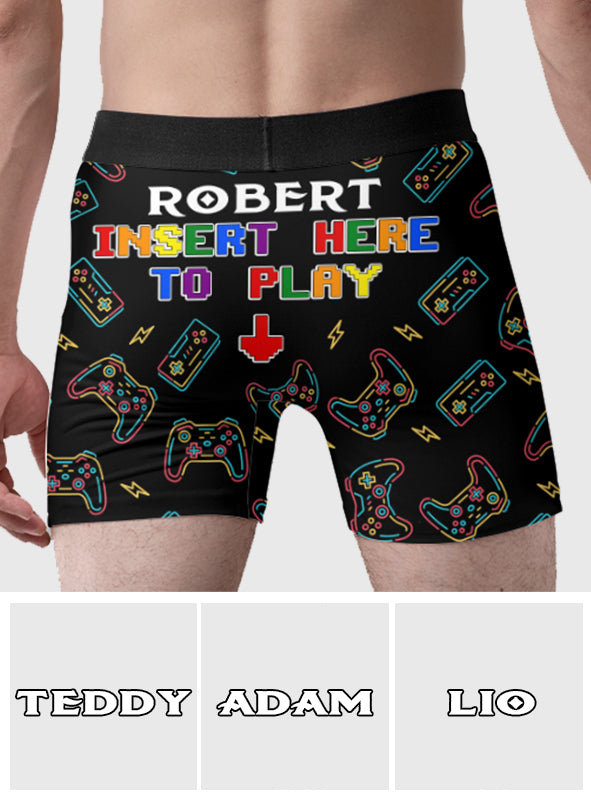 Insert Here To Play - Personalized LGBT Support Men’s Boxer Briefs
