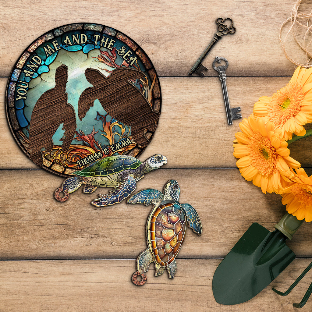 Toi, moi et la mer - Porte-clés tortue personnalisé