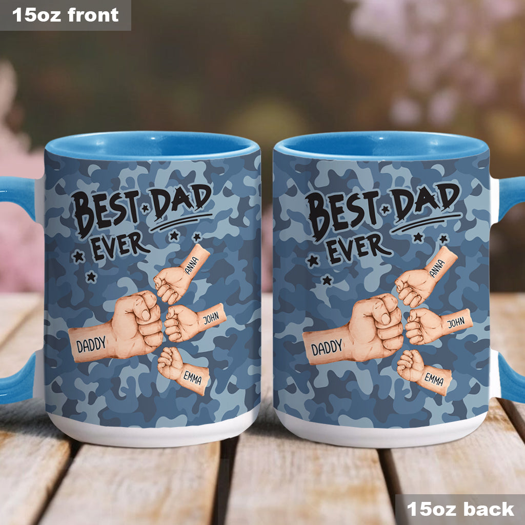 Best Dad Ever Camo Pattern Fist Bump - Personalized Father Accent Mug