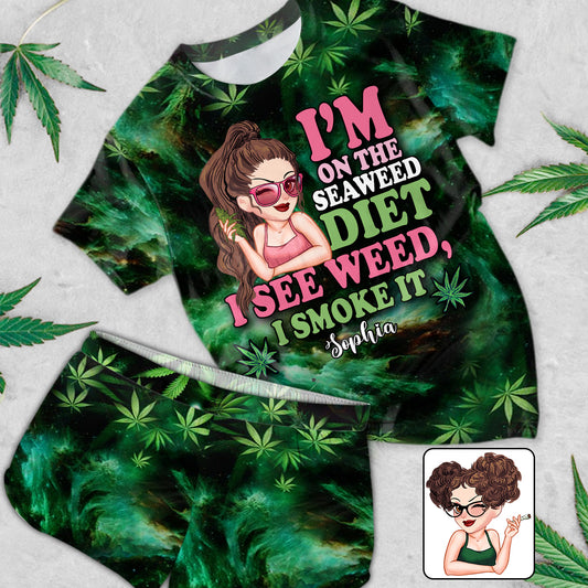 I'm On The Seaweed Diet - Personalized Weed All Over Shirt & Women Shorts